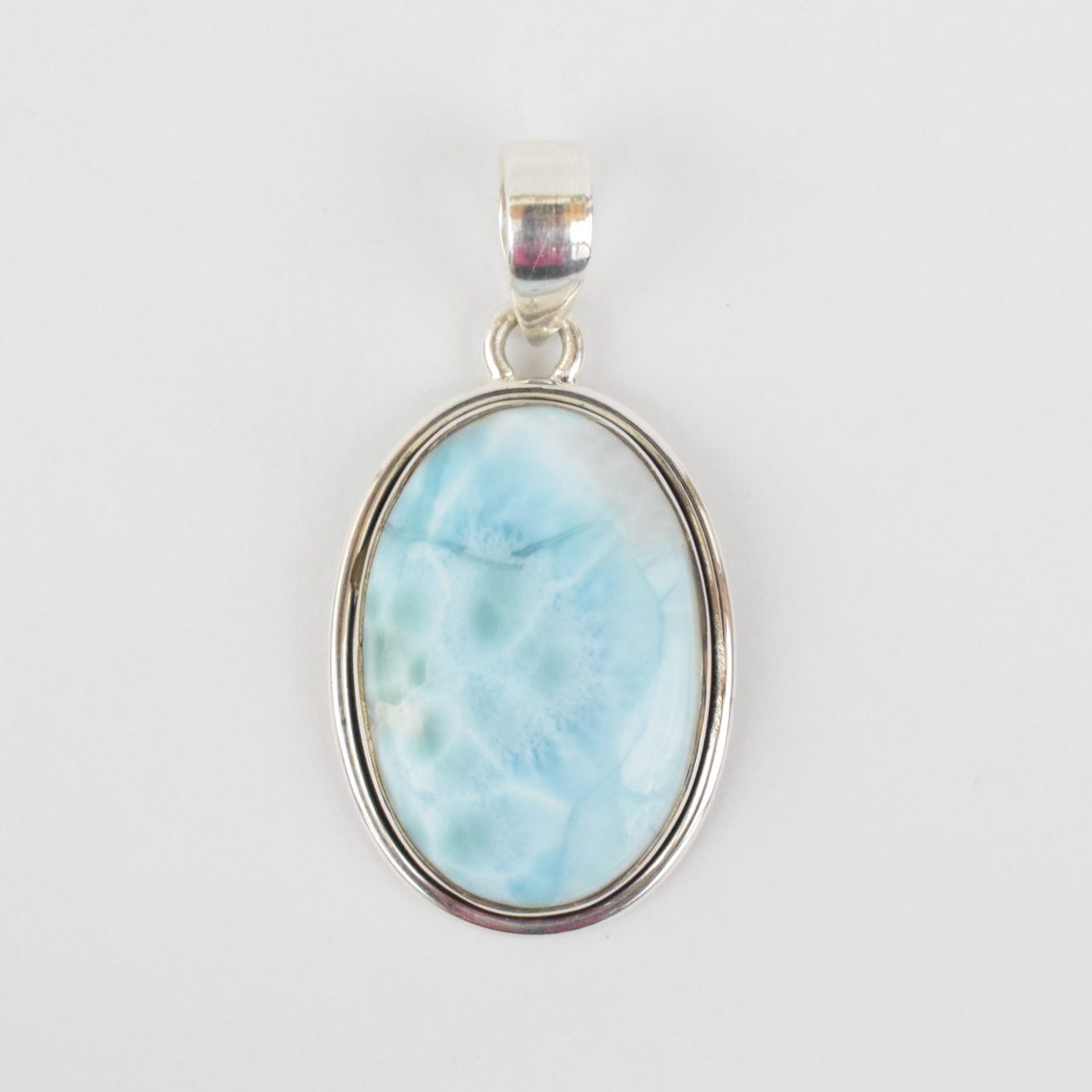 Pendentif ovale Larimar et argent 925