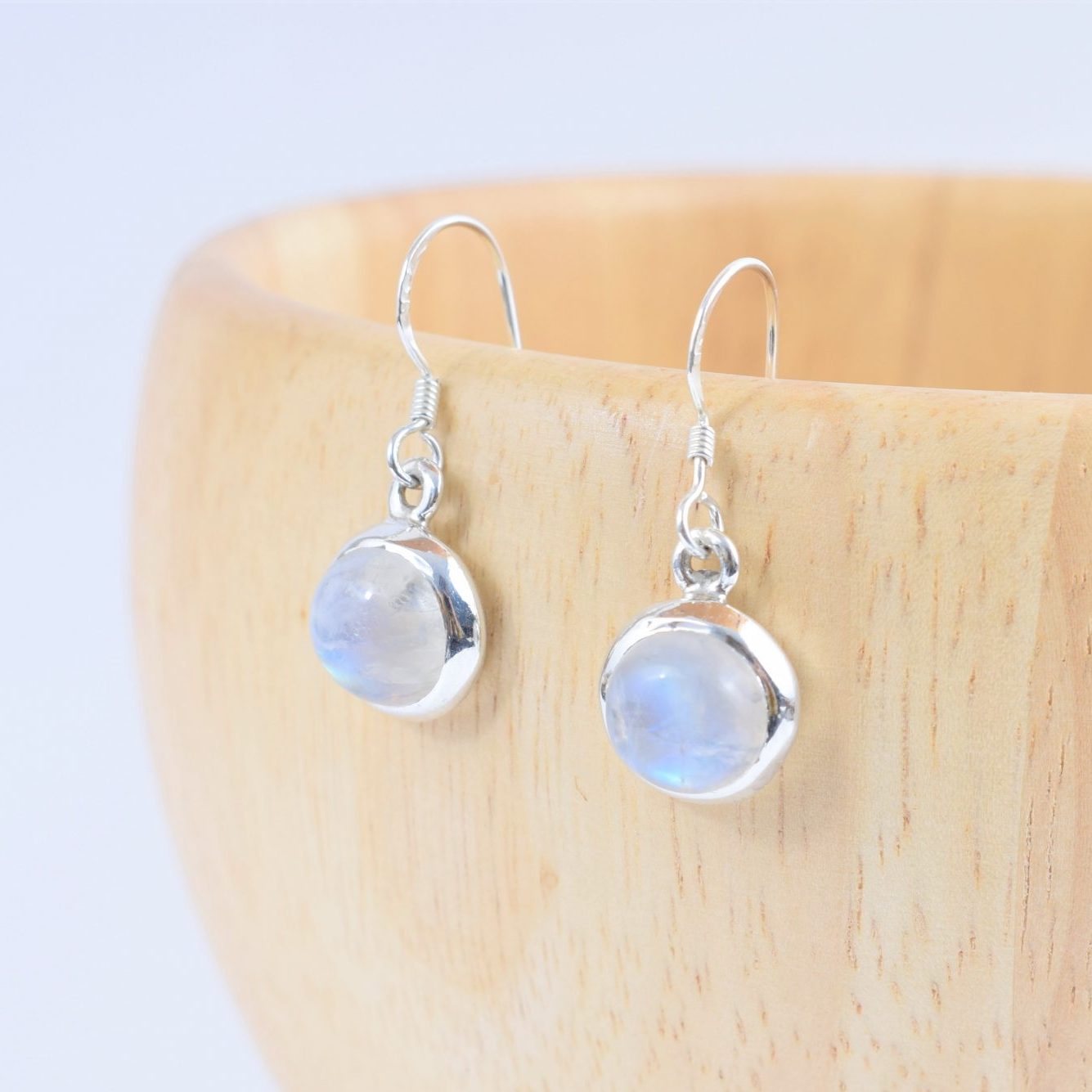 Boucles d'oreilles Pierre de Lune ronde